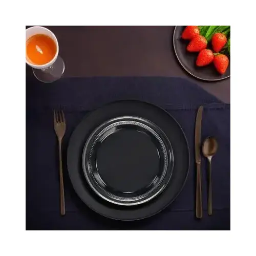 Plate 9 IN HIPS Black Round - pack of 500