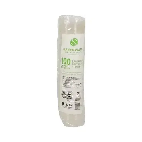 Greenware Lid Dome 4X1.8 IN PLA Clear For 16-24 OZ Cold Cup With Hole - pack of 1000 Greenware Lid Dome 4X1.8 IN PLA Clear For 16-24 OZ Cold Cup With Hole - pack of 1000