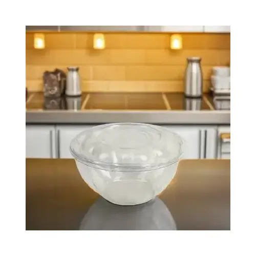 Salad Bowl & Lid Combo With Dome Lid 32 OZ PLA Clear Round Unhinged - pack of 150 Salad Bowl & Lid Combo With Dome Lid 32 OZ PLA Clear Round Unhinged - pack of 150