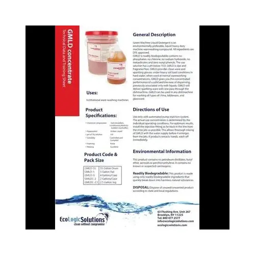 Green Machine Dishmachine Detergent 5 GAL Liquid