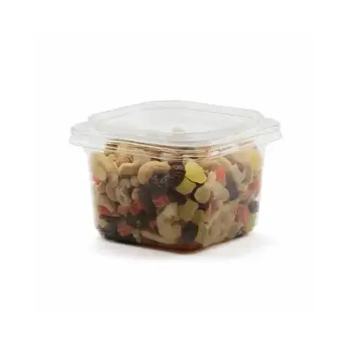 The BOTTLEBOX Lid 4.5X4.5X0.55 IN 1 Compartment RPET Clear Square For 8 OZ Deli Container Unhinged - pack of 600
