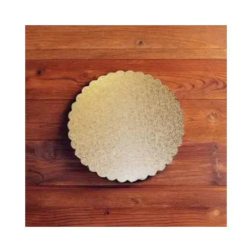 Cake Board 9 IN Paperboard Gold Round Scalloped - pack of 200