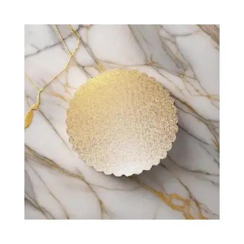 Cake Circle 12 IN Paperboard Gold Scalloped - pack of 100