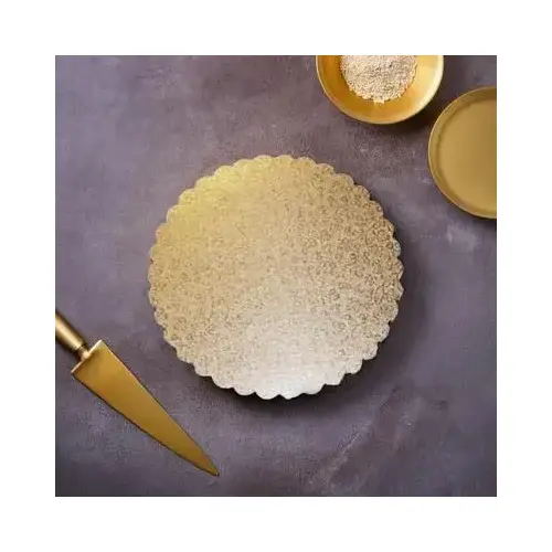 Cake Circle 8 IN Gold Scalloped - pack of 200