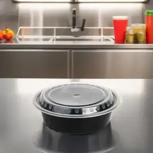 Kari-Out Company MT0750B Take-Out Container Base & Lid Combo 32 OZ Plastic Round - pack of 150