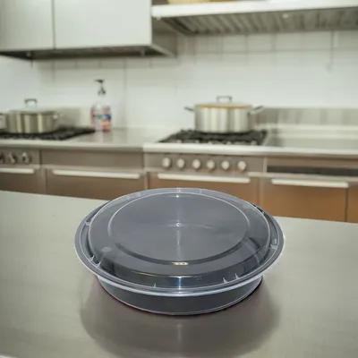 Kari-Out Company MT0940B Take-Out Container Base & Lid Combo 48 OZ Plastic Black Clear Round Deep - pack of 150