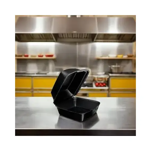 Snap-it Sandwich Take-Out Container Hinged Small (SM) 6X6 IN Polystyrene Foam Black - pack of 500 Snap-it Sandwich Take-Out Container Hinged Small (SM) 6X6 IN Polystyrene Foam Black - pack of 500