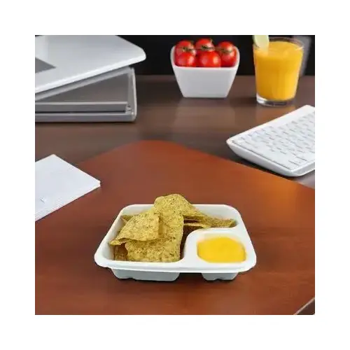 Nacho Take-Out Tray Base 7.5X6.5X1.5 IN 2 Compartment White Rectangle - pack of 600