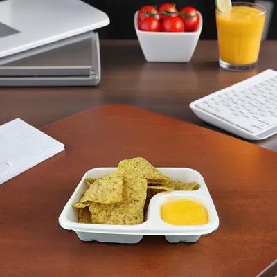Berkley International T-0210 Nacho Take-Out Tray Base 7.5X6.5X1.5 IN 2 Compartment White Rectangle - pack of 600