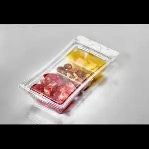 Fresh N' Sealed T24105 Fresh N' Sealed Deli Container Hinged With Flat Lid Small (SM) 6 OZ 3 Compartment PET Clear Rectangle - pack of 336