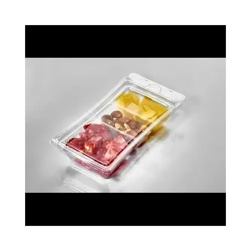 Fresh N' Sealed Deli Container Hinged With Flat Lid Small (SM) 6 OZ 3 Compartment PET Clear Rectangle - pack of 336 Fresh N' Sealed Deli Container Hinged With Flat Lid Small (SM) 6 OZ 3 Compartment PET Clear Rectangle - pack of 336