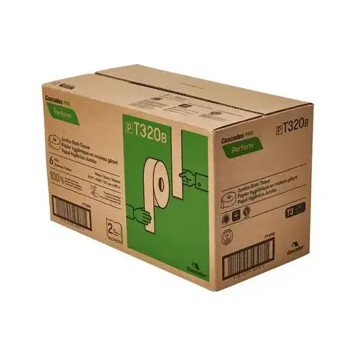 Cascades PRO Perform Toilet Paper & Tissue Roll Tandem 3.4IN X1250FT 2PLY White Jumbo (JRT) - pack of 6