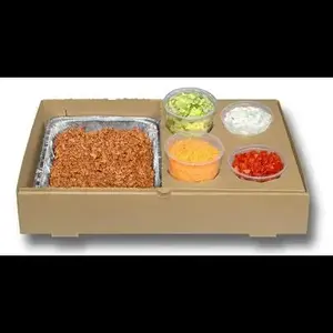 The Catering Box TCCSB The Catering Box SIDE BAR 21X13.25X4 IN 8 Compartment Corrugated Cardboard Kraft With Perforated Tear Off Lid - pack of 25
