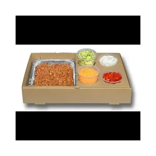 The Catering Box SIDE BAR 21X13.25X4 IN 8 Compartment Corrugated Cardboard Kraft With Perforated Tear Off Lid - pack of 25