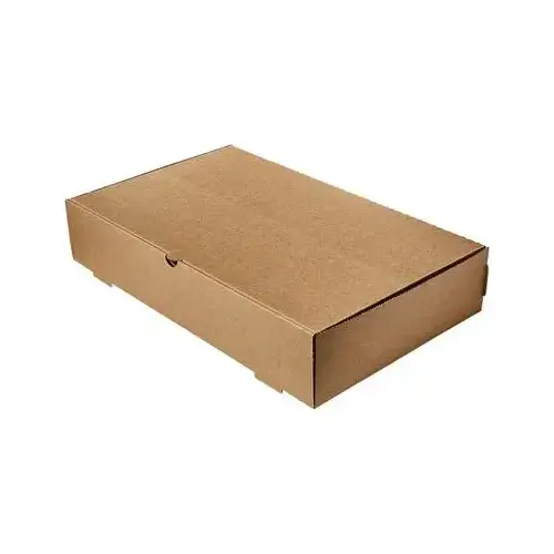 The Catering Box JUMBO 21X13.25X4 IN Corrugated Cardboard Kraft Rectangle Folding Display Lid Option Full Attached Top - pack of 25