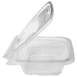 CrisPak TE8-F CrisPak Pro-Lok Deli Container Hinged With Flat Lid 8 OZ PET Clear Rectangle Tamper-Evident - pack of 400
