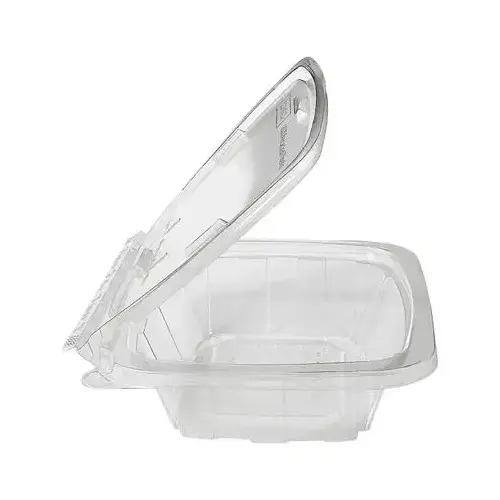 CrisPak Pro-Lok Deli Container Hinged With Flat Lid 8 OZ PET Clear Rectangle Tamper-Evident - pack of 400