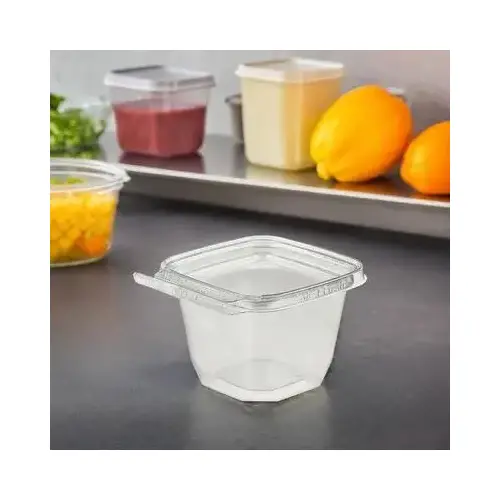 Safe-T-Fresh Deli Container Hinged With Flat Lid 6 OZ RPET Clear Square Tamper-Evident - pack of 288 Safe-T-Fresh Deli Container Hinged With Flat Lid 6 OZ RPET Clear Square Tamper-Evident - pack of 288