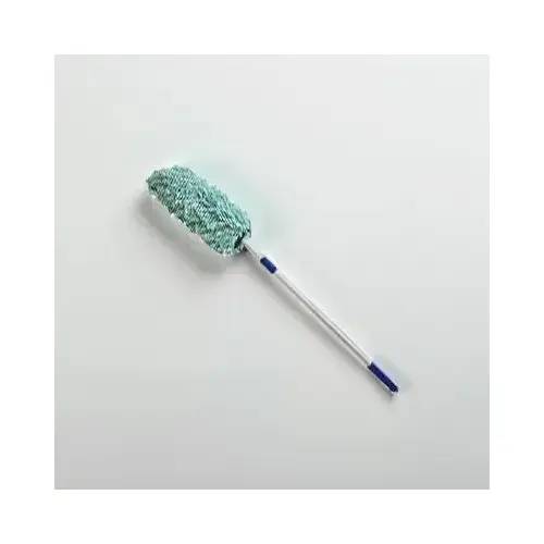 Duster Microfiber Green White Reusable Launderable 34-51 In Extension Handle Wave Material