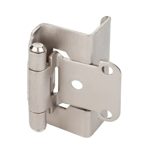 1/2" Overlay, 3/4" Frame Full Wrap Self Closing Hinge Without Screws - Satin Nickel - pack of 100 1/2" Overlay, 3/4" Frame Full Wrap Self Closing Hinge Without Screws - Satin Nickel - pack of 100