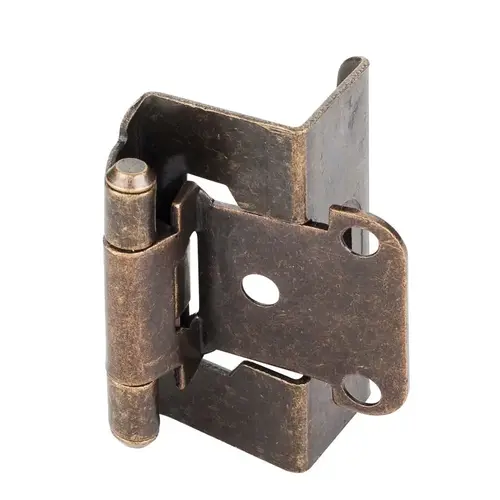 1/2" Overlay, 3/4" Frame Full Wrap Self Closing Hinge Without Screws - Antique Brass - pack of 100 1/2" Overlay, 3/4" Frame Full Wrap Self Closing Hinge Without Screws - Antique Brass - pack of 100