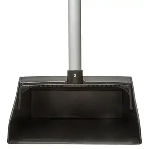 JANICO 1085 Lobby Dust Pan 10.75X11.75 IN 40IN Black Silver Plastic Aluminum With Clip Swivel Head