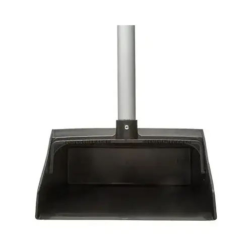 Lobby Dust Pan 10.75X11.75 IN 40IN Black Silver Plastic Aluminum With Clip Swivel Head