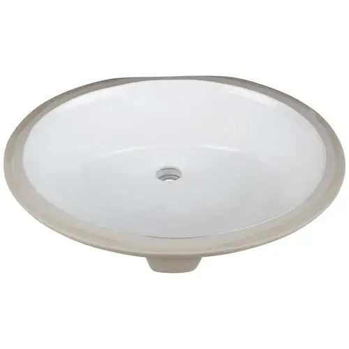17-3/8" x 14-1/4" White Oval Undermount Porcelain Bathroom Sink With Overflow 17-3/8" x 14-1/4" White Oval Undermount Porcelain Bathroom Sink With Overflow