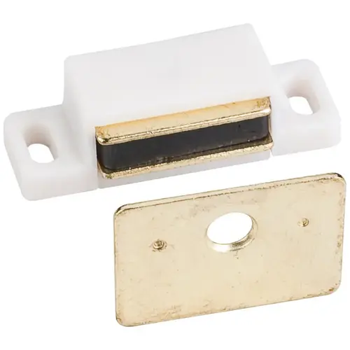 15 lb White Single Magnetic Catch with Polished Brass Strike - pack of 1000000 15 lb White Single Magnetic Catch with Polished Brass Strike - pack of 1000000