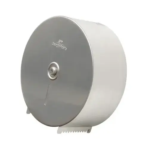 Toilet Paper Dispenser 9 IN Stainless Steel Wall Mount, Locking Silver 1-Roll Jumbo Jr (JRT) High Capacity