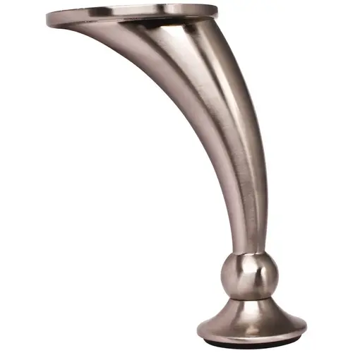 Adjustable 4-1/2" 4-5/8" Satin Nickel Round Curved Metal Furniture Leg Adjustable 4-1/2" 4-5/8" Satin Nickel Round Curved Metal Furniture Leg