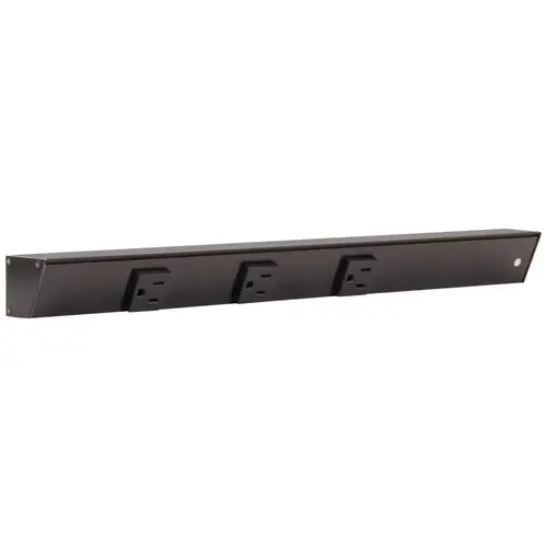 18" Slim Angle Power Strip, Right Entry, Black Finish, Black Receptacles 18" Slim Angle Power Strip, Right Entry, Black Finish, Black Receptacles