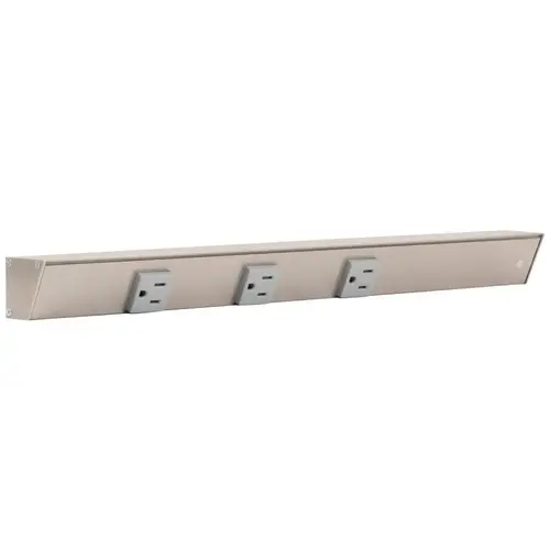 18" Slim Angle Power Strip, Right Entry, Satin Nickel Finish, Grey Receptacles 18" Slim Angle Power Strip, Right Entry, Satin Nickel Finish, Grey Receptacles