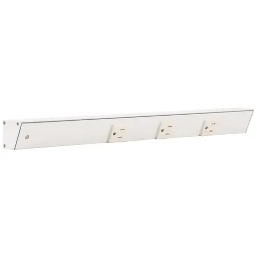 18" Slim Angle Power Strip, Left Entry, White Finish, White Receptacles 18" Slim Angle Power Strip, Left Entry, White Finish, White Receptacles