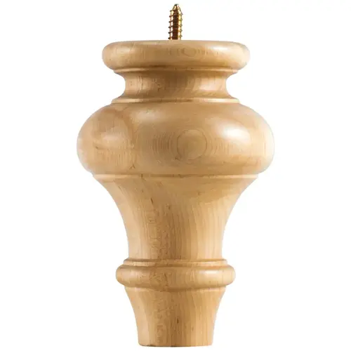 4" W x 4" D x 6" H Rubberwood Turned Transitional Bun Foot