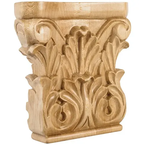6" W x 1-1/4" D x 6" H Alder Acanthus Capital 6" W x 1-1/4" D x 6" H Alder Acanthus Capital