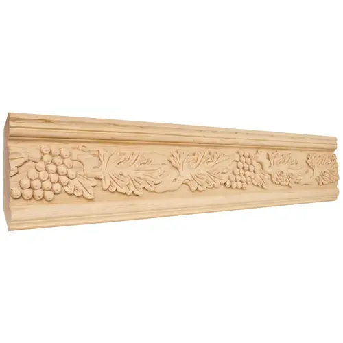 1-1/8" D x 4-3/4" H Basswood Acanthus & Grape Hand Carved Moulding 1-1/8" D x 4-3/4" H Basswood Acanthus & Grape Hand Carved Moulding