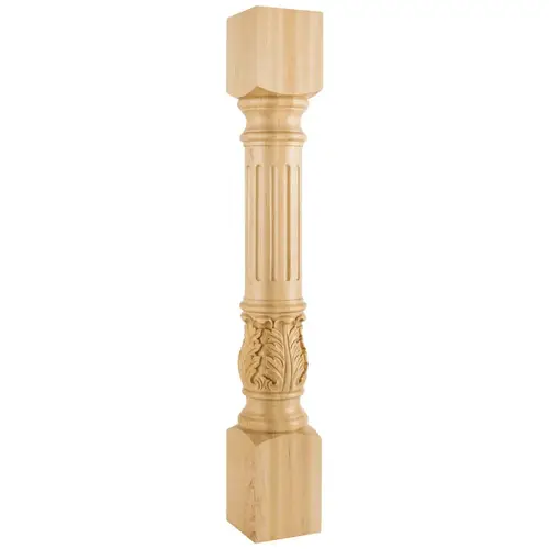 5" W x 5" D x 35-1/2" H White Birch Fluted Acanthus Post 5" W x 5" D x 35-1/2" H White Birch Fluted Acanthus Post
