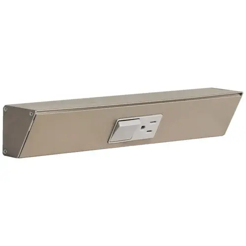 12" Duplex Angle Power Strip, Single Switch, Satin Nickel Finish, Grey Switch and Receptacle 12" Duplex Angle Power Strip, Single Switch, Satin Nickel Finish, Grey Switch and Receptacle