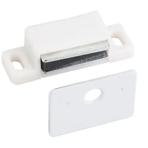 15 lb. White Single Magnetic Catch with Polished White Strike and Screws - pack of 10000 15 lb. White Single Magnetic Catch with Polished White Strike and Screws - pack of 10000