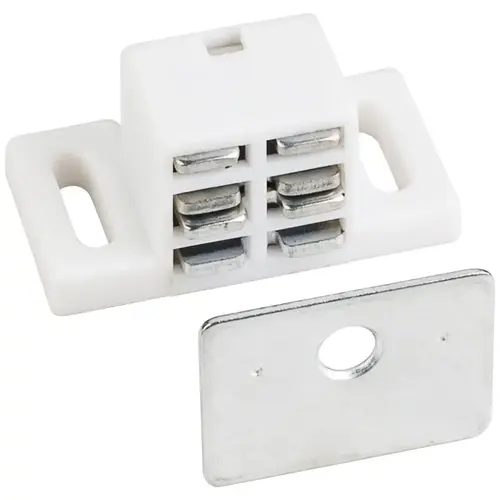 25 lb White Single Magnetic Catch with Zinc Strike and Screws - pack of 2500 25 lb White Single Magnetic Catch with Zinc Strike and Screws - pack of 2500