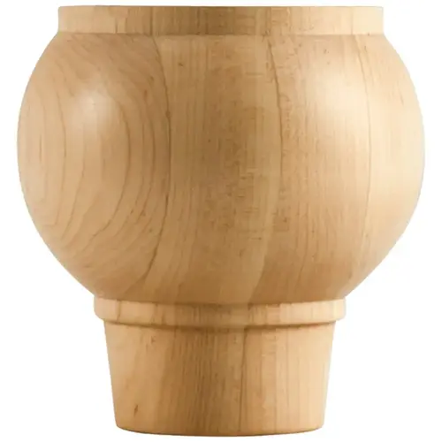 4" W x 4" D x 4" H Alder Round Tapered Bun Foot 4" W x 4" D x 4" H Alder Round Tapered Bun Foot