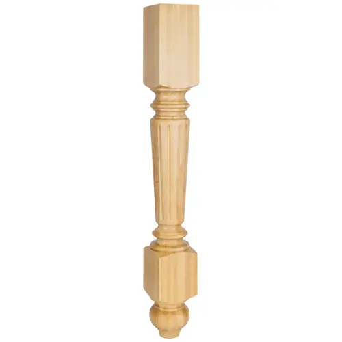 4-1/2" W x 4-1/2" D x 35-1/2" H Rubberwood Fluted Leg 4-1/2" W x 4-1/2" D x 35-1/2" H Rubberwood Fluted Leg