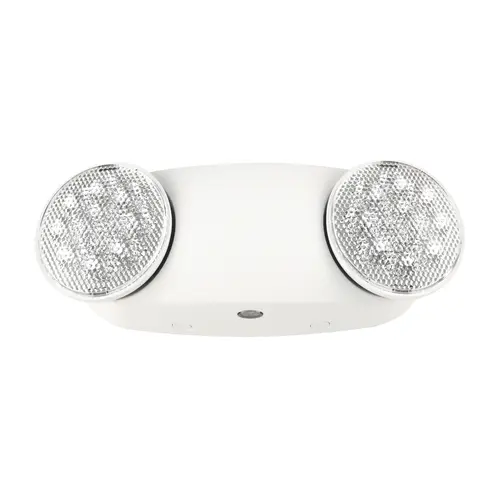 Dual Head Emergency Lights, Round Heads, White Finish Dual Head Emergency Lights, Round Heads, White Finish