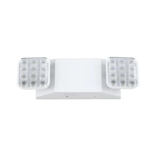 Dual Head Emergency Lights, Square Heads, White Finish
