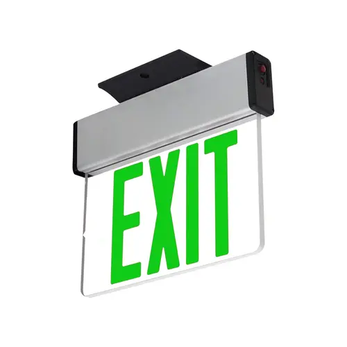LED Edge Lit Exit Sign Single Sided, 3.5W Wattage With Green Letters LED Edge Lit Exit Sign Single Sided, 3.5W Wattage With Green Letters