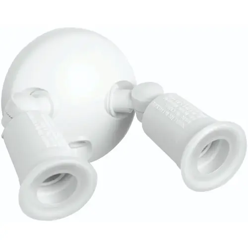 Outdoor Flood Light, Weatherproof, Twin PAR38 Bulbs Compatible, White Finish