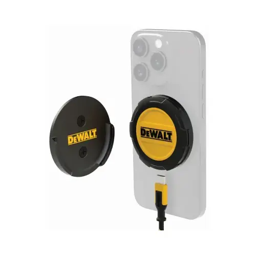 DEWALT Wall-Mountable Magnetic Wireless Charger, 6 ft L Cord, USB Plug Black/Yellow DEWALT Wall-Mountable Magnetic Wireless Charger, 6 ft L Cord, USB Plug Black/Yellow
