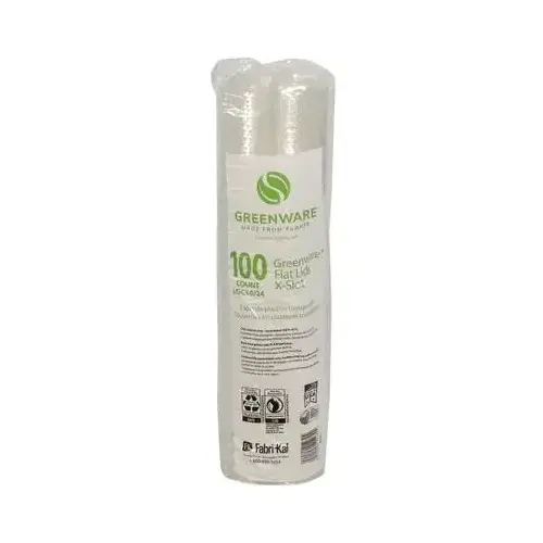 Greenware Lid Flat 4X0.3 IN PLA Clear For 12-24 OZ Cold Cup With Hole Identification - pack of 1000 Greenware Lid Flat 4X0.3 IN PLA Clear For 12-24 OZ Cold Cup With Hole Identification - pack of 1000