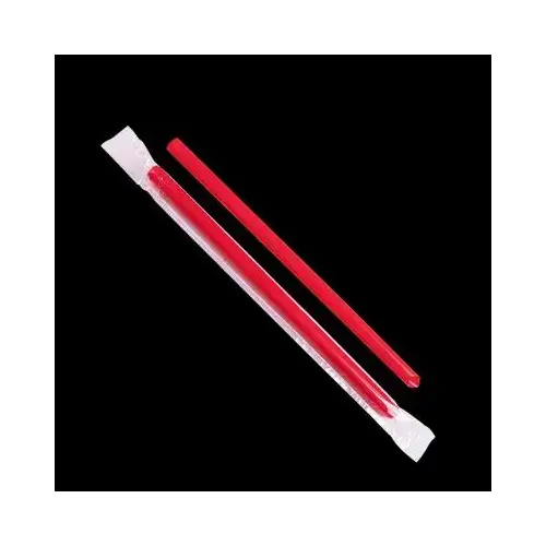 Colossal & Boba Straw 0.394X9 IN Plastic Red Cello Wrapped Diagonal Cut - pack of 1600